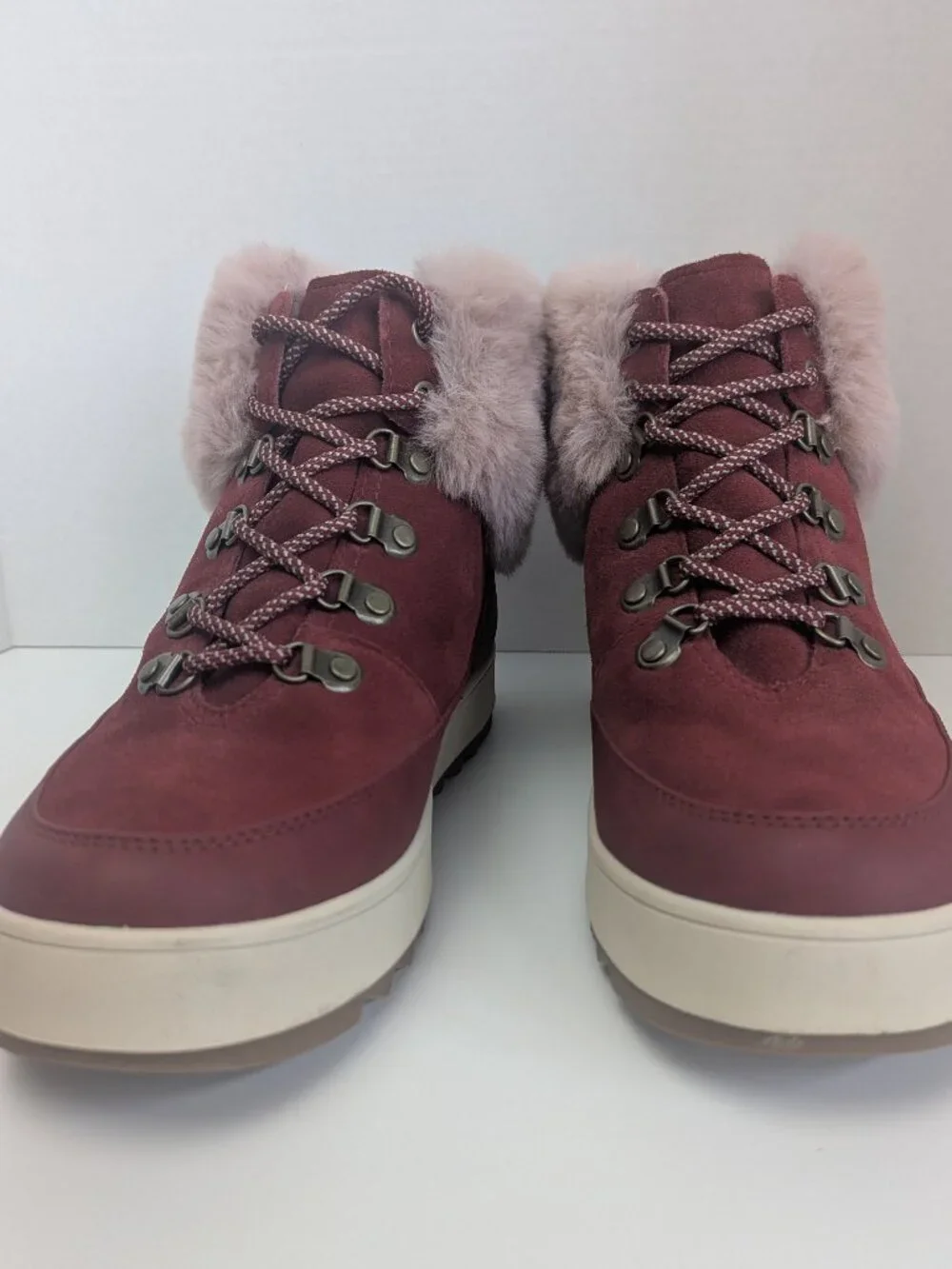 Koolaburra by UGG Tynlee Lace Up Suede Winter Boots Syrah Burgundy Pink Sz 10